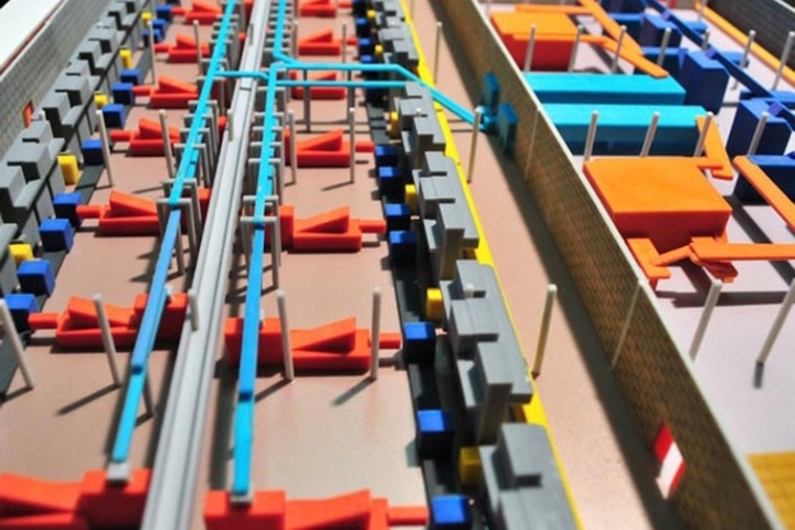 Modello 3D lay-out impianto industriale